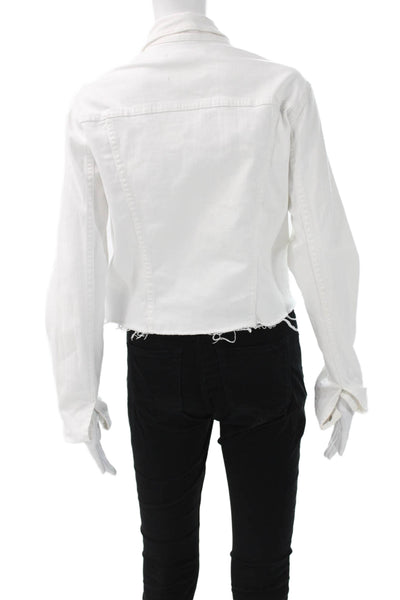 L'Agence Women Basic Jacket White Button Long Sleeve Cotton Size S