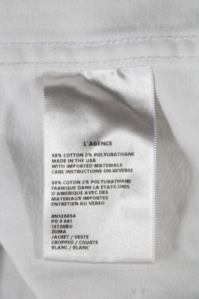 L'Agence Women Basic Jacket White Button Long Sleeve Cotton Size S