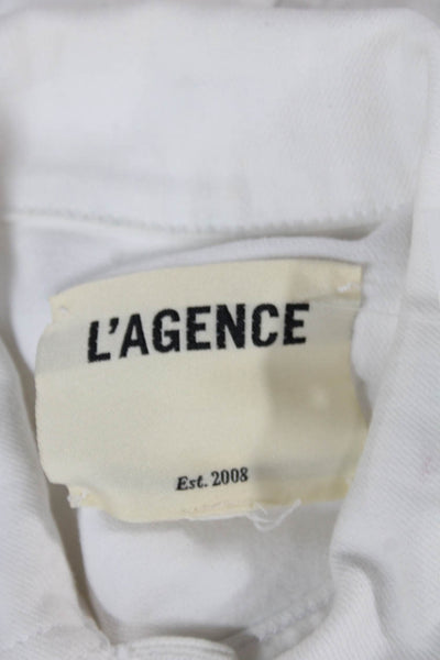 L'Agence Women Basic Jacket White Button Long Sleeve Cotton Size S
