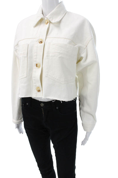 BLANKNYC Womens Basic Jacket White Cotton Button Long Sleeve Size S