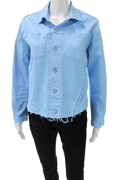 L'Agence Womens Blue Basic Jacket Button Long Sleeve Size XL