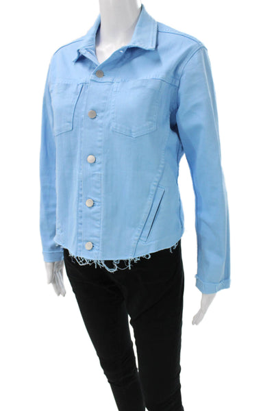 L'Agence Womens Blue Basic Jacket Button Long Sleeve Size XL