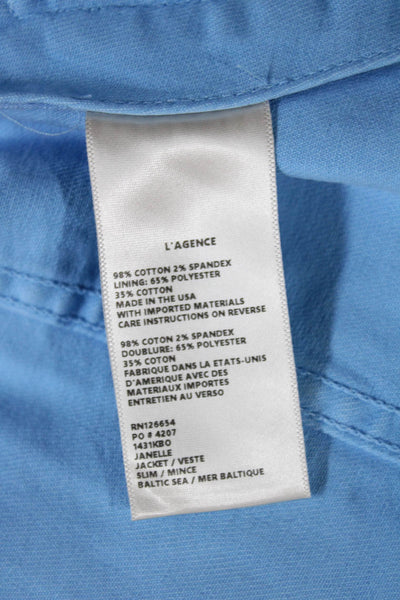L'Agence Womens Blue Basic Jacket Button Long Sleeve Size XL