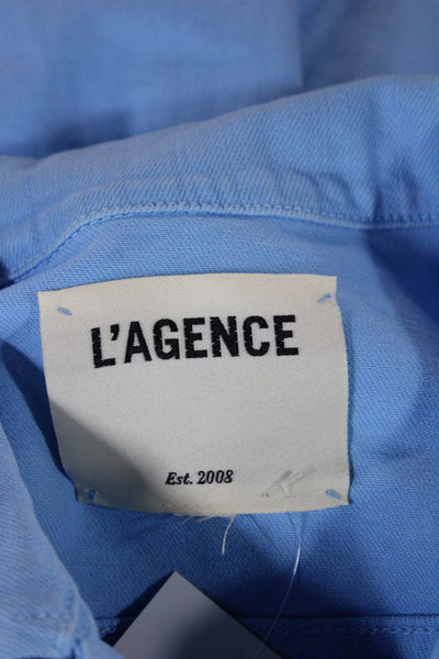 L'Agence Womens Blue Basic Jacket Button Long Sleeve Size XL