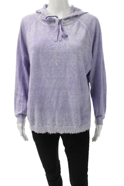 Minnie Rose Womens Purple Cotton Pullover Long Sleeve Size L