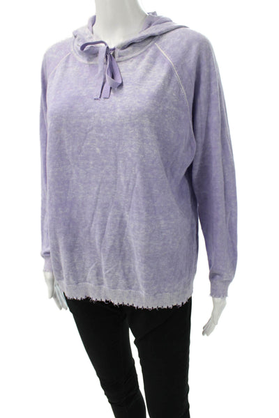 Minnie Rose Womens Purple Cotton Pullover Long Sleeve Size L