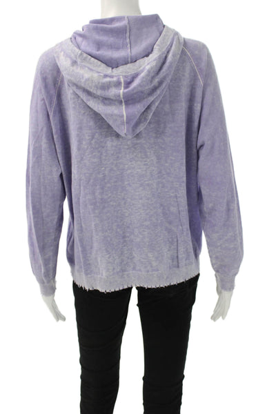 Minnie Rose Womens Purple Cotton Pullover Long Sleeve Size L