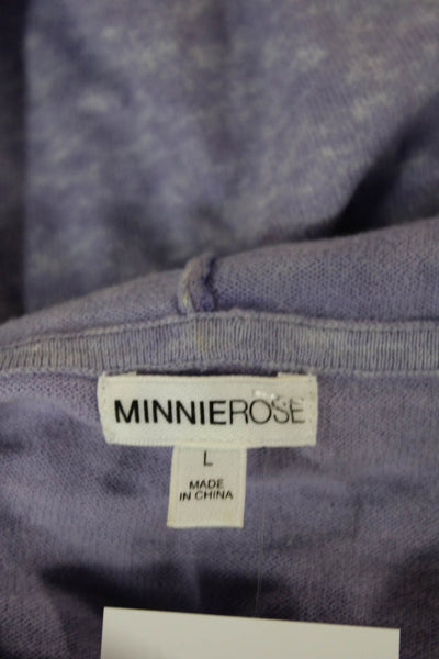 Minnie Rose Womens Purple Cotton Pullover Long Sleeve Size L