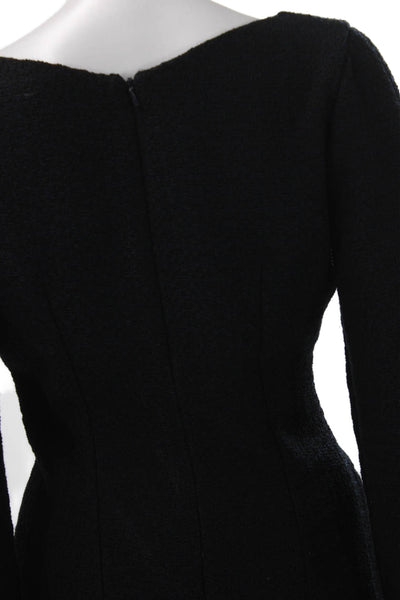Mother Of Pearl Women Tunic Blouse Black Tweed V-Neck Long Sleeve Zip Size S