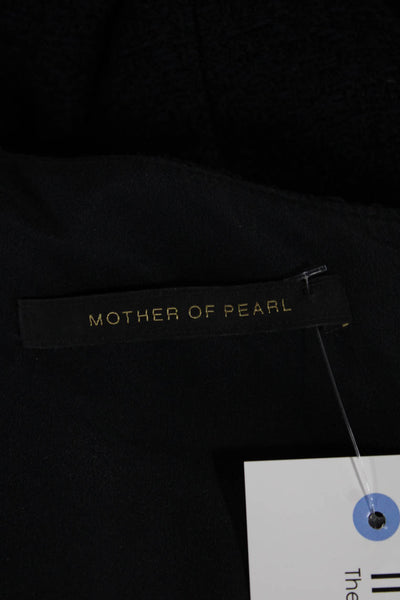 Mother Of Pearl Women Tunic Blouse Black Tweed V-Neck Long Sleeve Zip Size S