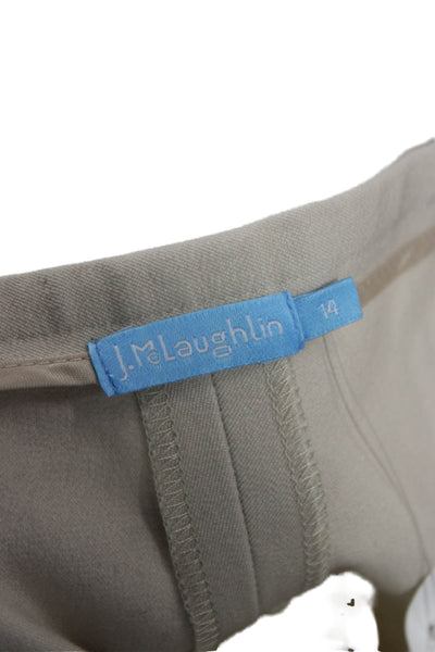J. Mclaughlin Womens Ankle Pants Beige Cotton Spandex Zip Size 14