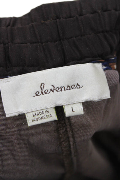 Elevenses Anthropologie Women Ankle Pants Brown Viscose Drawstring Size L