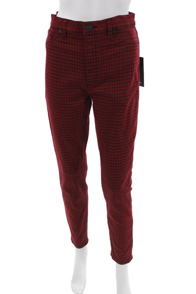 Hudson Women Skinny High Rise Red Check Jeans Size 31