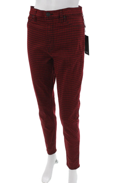 Hudson Women Skinny High Rise Red Check Jeans Size 31