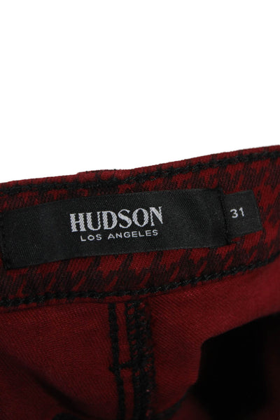 Hudson Women Skinny High Rise Red Check Jeans Size 31