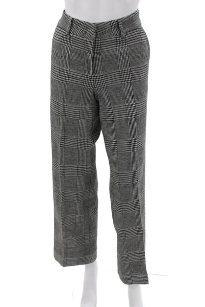 Cambio Women Dress Pants Gray Wool Plaid Button Size 10