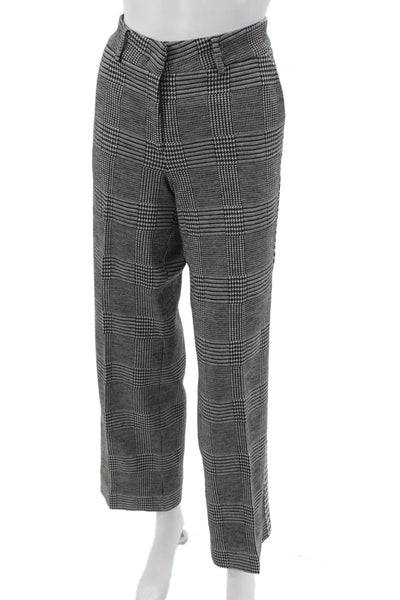 Cambio Women Dress Pants Gray Wool Plaid Button Size 10