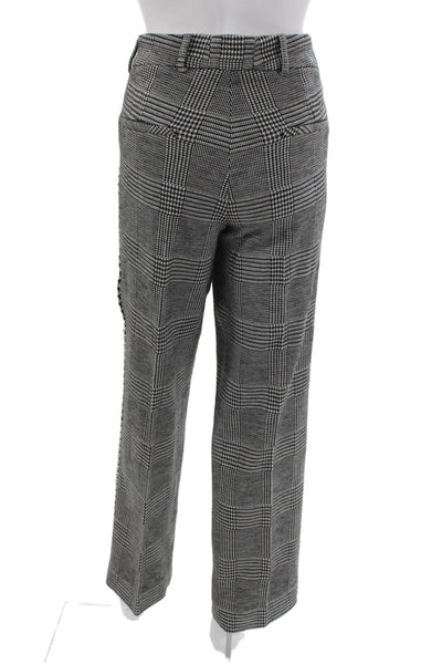 Cambio Women Dress Pants Gray Wool Plaid Button Size 10