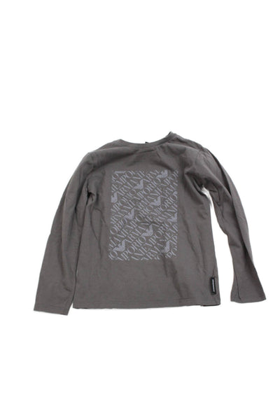 Emporio Armani Boys Cotton Long Sleeve Graphic T-Shirt Gray Size 8