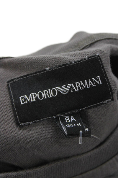 Emporio Armani Boys Cotton Long Sleeve Graphic T-Shirt Gray Size 8