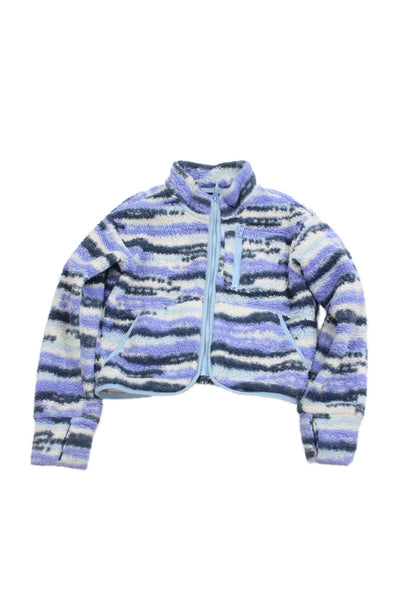 Athleta Girls Abstract High Neck Zip Up Jacket Purple Size S 7