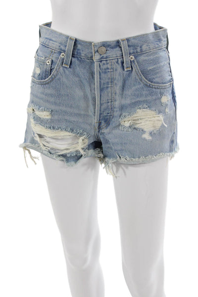Levis Womens Cut-Off Shorts Blue Cotton Size 25