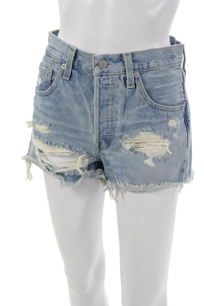 Levis Womens Cut-Off Shorts Blue Cotton Size 25