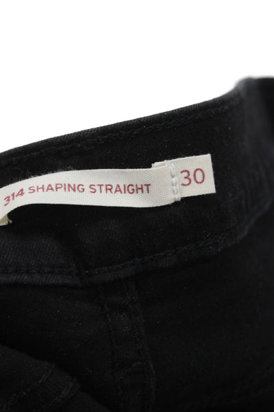 Levis Womens Straight Jeans Black Mid Rise Cotton Blend Button Size 30