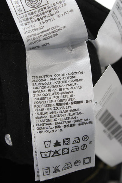 Levis Womens Straight Jeans Black Mid Rise Cotton Blend Button Size 30