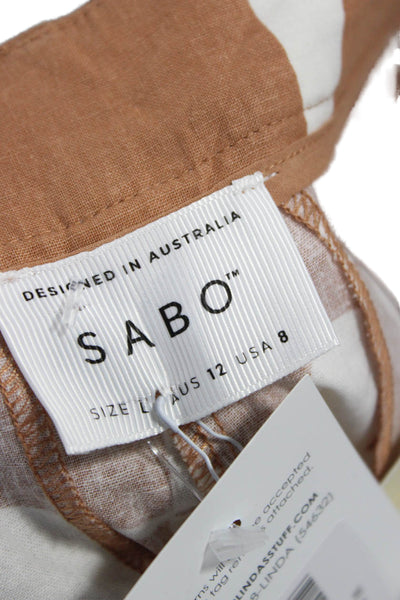 Sabo Womens Brown Geometric Cotton Button Pants Size L
