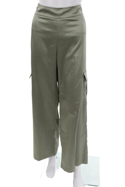 Avenue Montaigne Women Cargo Pants Green Polyester Pull On Size 8