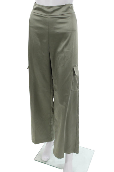 Avenue Montaigne Women Cargo Pants Green Polyester Pull On Size 8