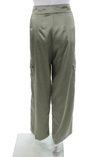 Avenue Montaigne Women Cargo Pants Green Polyester Pull On Size 8