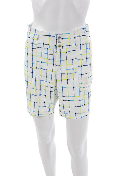 JoFit Women Athletic Shorts Multicolor Check Polyester Button Size S
