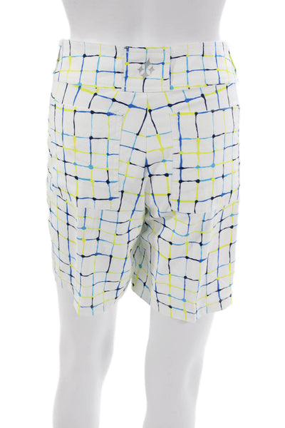 JoFit Women Athletic Shorts Multicolor Check Polyester Button Size S