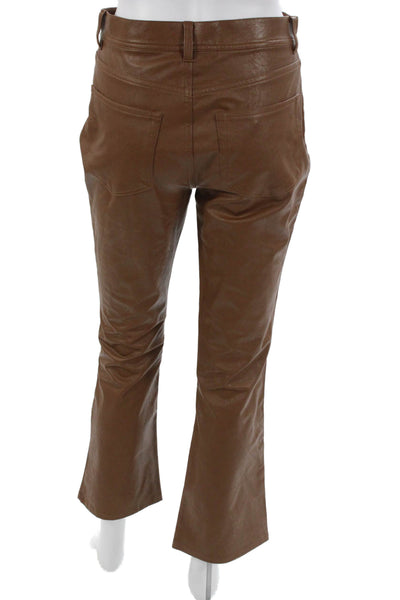Paige Womens Brown Polyurethane Button Solid Pants Inseam 25 Size 27