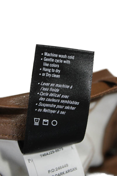 Paige Womens Brown Polyurethane Button Solid Pants Inseam 25 Size 27