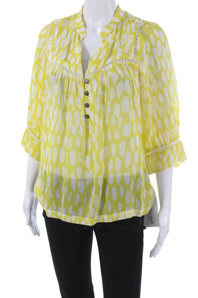 Dolan Womens Silk Collared Animal Print Button 3/4 Sleeve Tunic Size S