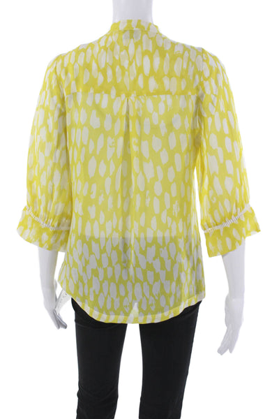 Dolan Womens Silk Collared Animal Print Button 3/4 Sleeve Tunic Size S
