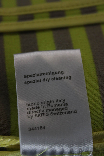 Akris Punto Women Basic Jacket Green Striped Cotton Button Long Sleeve Size 10
