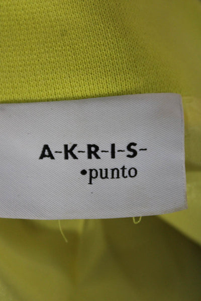 Akris Punto Women Basic Jacket Green Striped Cotton Button Long Sleeve Size 10