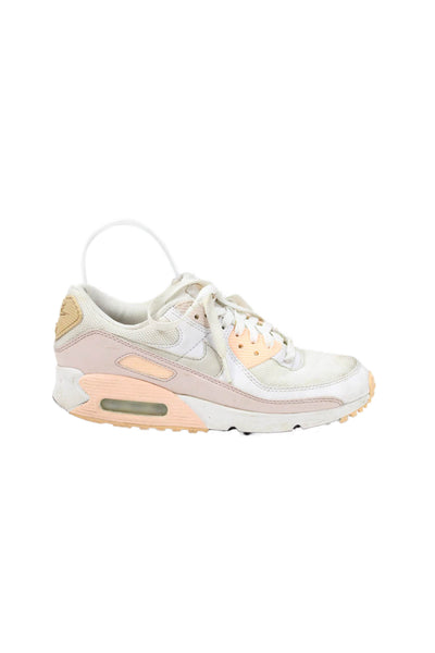 Nike Womens Lace Up Logo Nike Air Max 90 Sneakers White Pink Peach Size 7.5