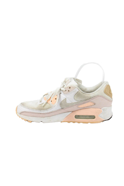 Nike Womens Lace Up Logo Nike Air Max 90 Sneakers White Pink Peach Size 7.5