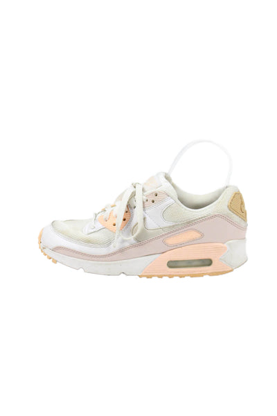 Nike Womens Lace Up Logo Nike Air Max 90 Sneakers White Pink Peach Size 7.5