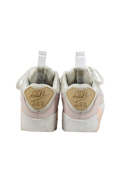 Nike Womens Lace Up Logo Nike Air Max 90 Sneakers White Pink Peach Size 7.5
