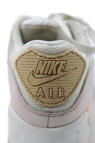 Nike Womens Lace Up Logo Nike Air Max 90 Sneakers White Pink Peach Size 7.5