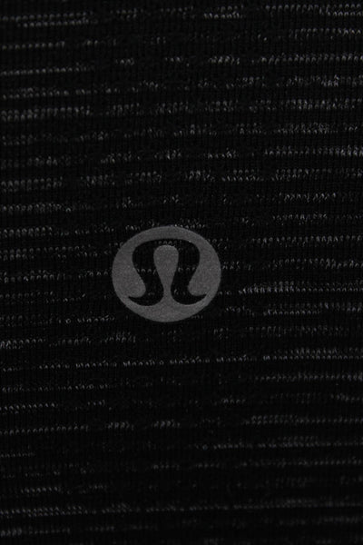 Lululemon Womens Striped Crew Neck Long Sleeve T-Shirt Black Size 2