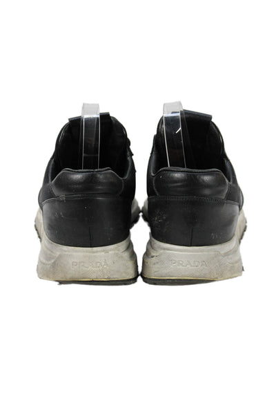 Prada Mens Leather Lace Up Prax 01 Low Top Sneakers Black White Size 9