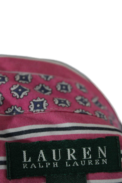 Lauren Ralph Lauren Women Pink Striped Tunic Button Up Long Sleeve Size S