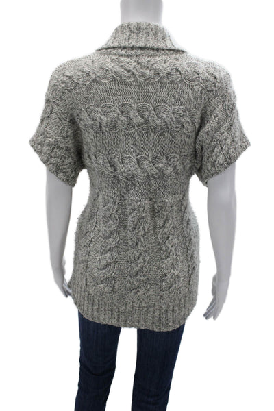 Kimchi Blue Women V-Neck Short Sleeve Pullover Sweater Gray Acrylic Size M